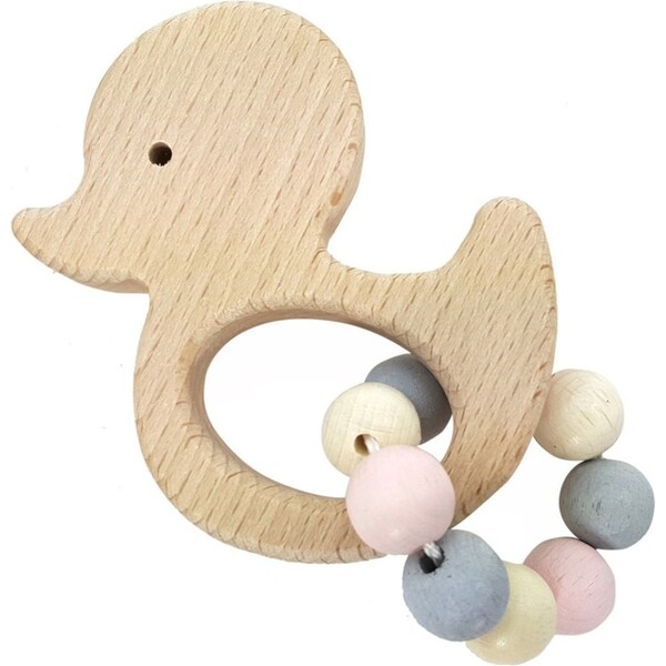 Hess Spielzeug Wooden 9.5cm Rattle Griffon Duck Toy Baby/Infant 0m+ Natural Pink