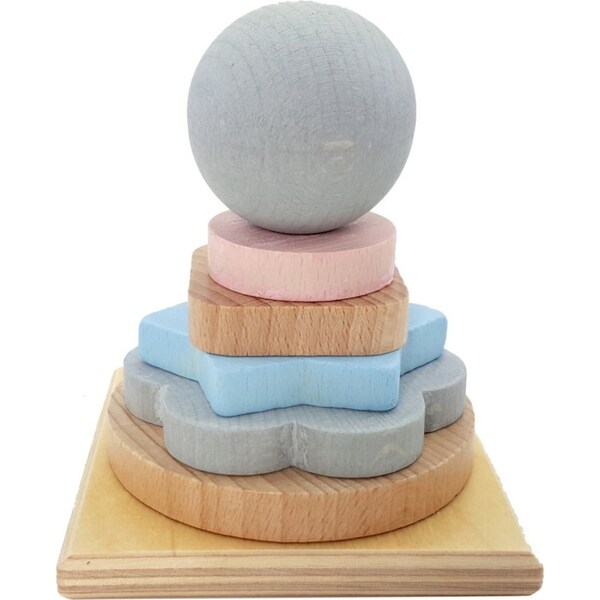 Hess Spielzeug Wooden Stacking/Sorting Tower Kids/Toddler Play Toy 2y+ Natural