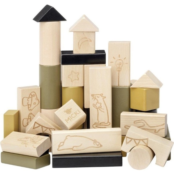 40pc Micki Premium Wooden Building Blocks Educational Toy Kids/Children 12m+