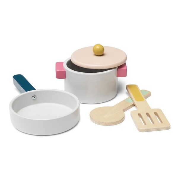 Micki Wooden Pots & Pans Set Kids/Children Fun Play Kitchen Pretend Toys 3y+