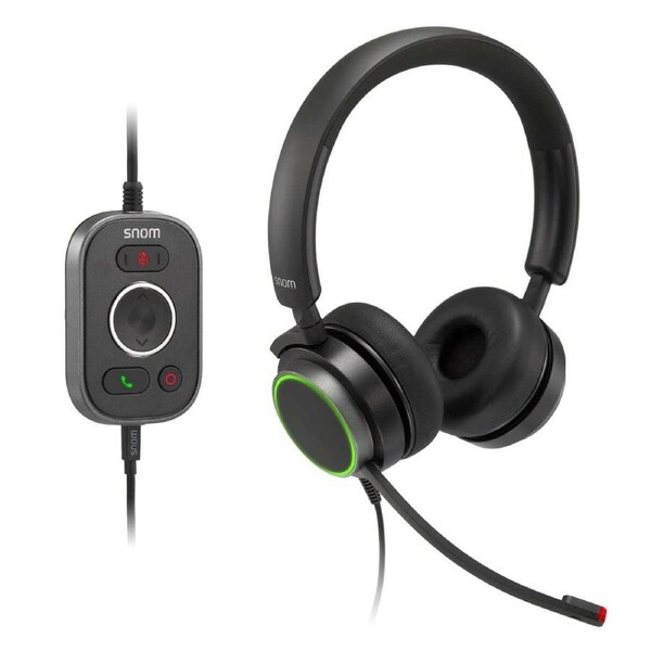 SNOM A330D Headset, Wired Duo, HD Audio Quality, Remote Control, Ideal For Video-telephony,