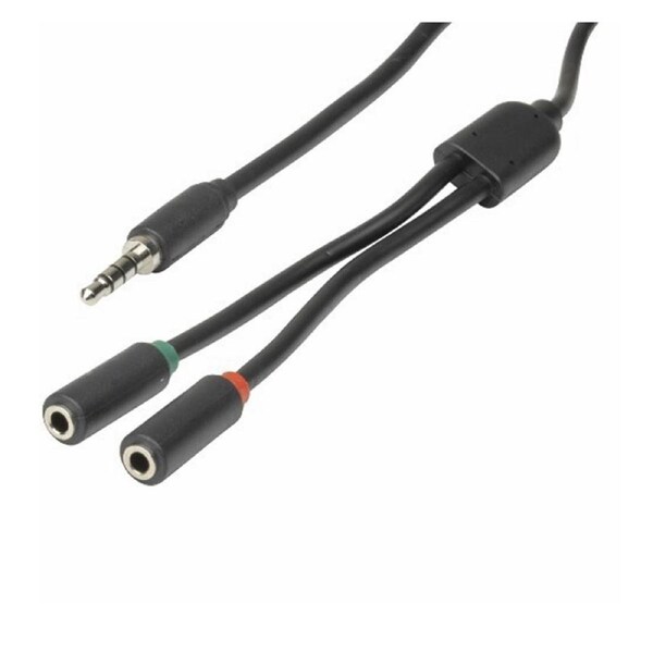 Digitech 3.5mm 4 Pole Plug to 2 x 3.5mm Socket Cable - 250mm
