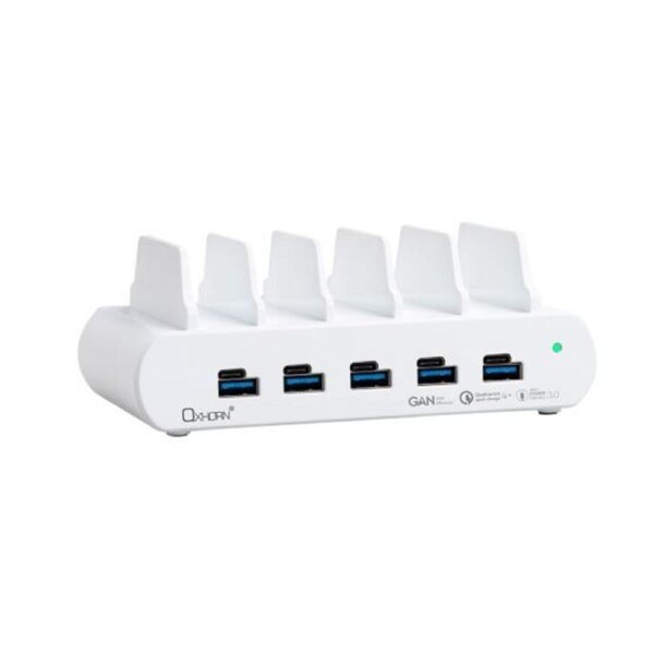 Oxhorn PoverDelivery150W 5 Port (A+C) Fast Charging Dock with build-in rack5 Port USB-A USB-C PD3.0 QC4.0 PPS 100-240V AC input