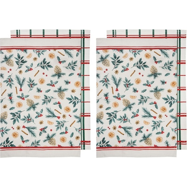 4pc Ladelle Evergreen Cotton Kitchen/Tea Towels Set Dish Cloths 45x70cm