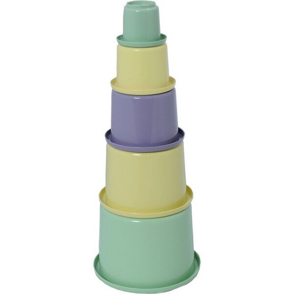 5pc Plasto I'm Green Stacking Cups & Play Pots Fun Sand Gardening Toy Kids 1y+