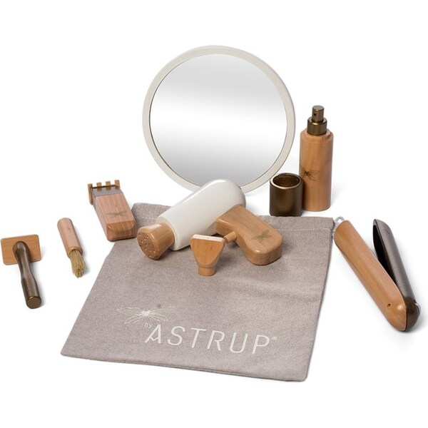 9pc Astrup Wooden Role Play Make Up Hair Salon Hairdressing Toy Set Kids 3y+
