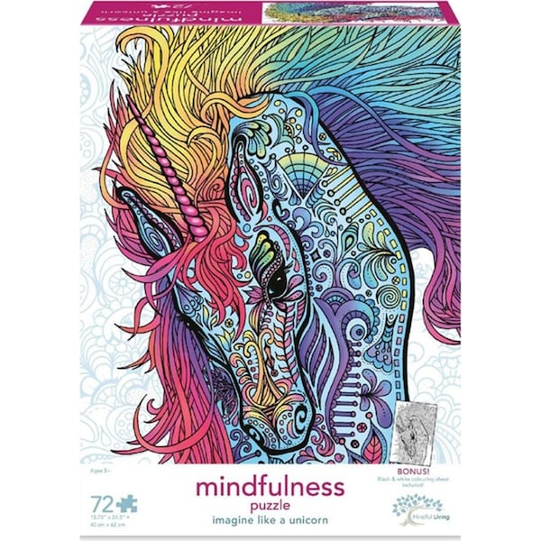72pc Mindful Living 62x40cm Kids Imagine like a Unicorn Puzzle Jigsaw Game 5+
