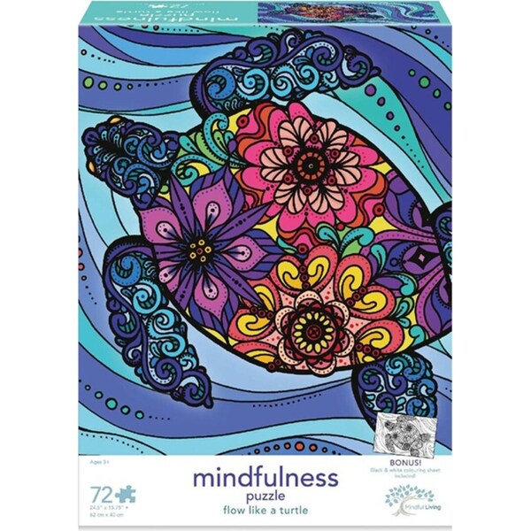 72pc Mindful Living 62x40cm Kids Flow Like a Turtle Animal Puzzle Jigsaw Game 5+