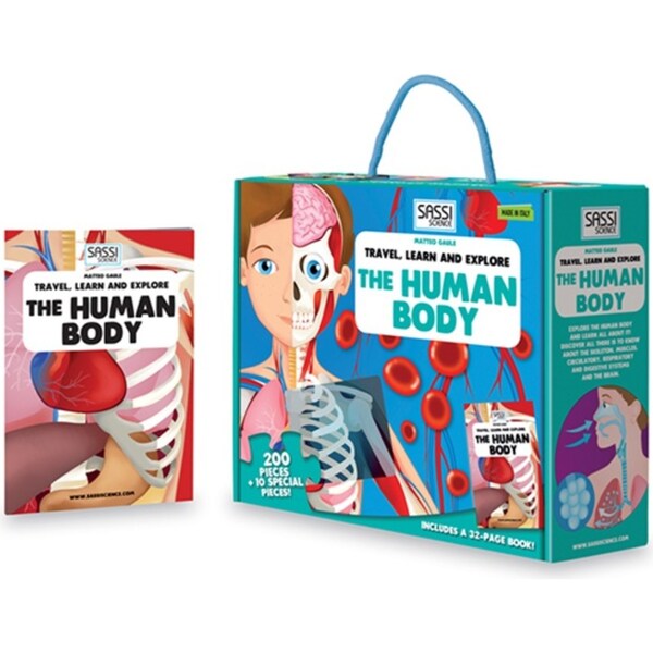 200pc Sassi Junior The Human Body Anatomy Educational Puzzle & Book Set Kids 6y+