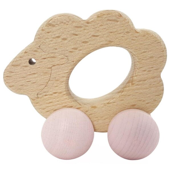 Hess Spielzeug Wooden Rolli Sheep Play Fun Toy Baby/Children 10m+ Natural Pink