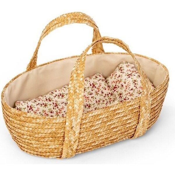 By Astrup 46cm Weaved Moses Basket Carry Pretend Play Toy For Baby Dolls 2y+