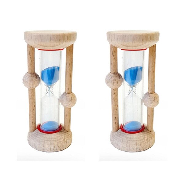 2x Hess-Spielzeug Wooden Hour Glass Educational Fun Toy Kids/Children 3+ Natural