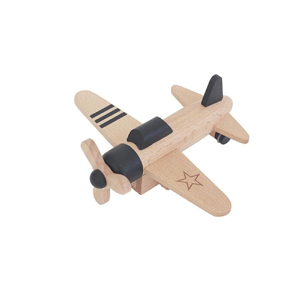 Kiko & gg Kikoki Friction Propeller Plane Kids/Children Fun Wooden Toy Black 3+