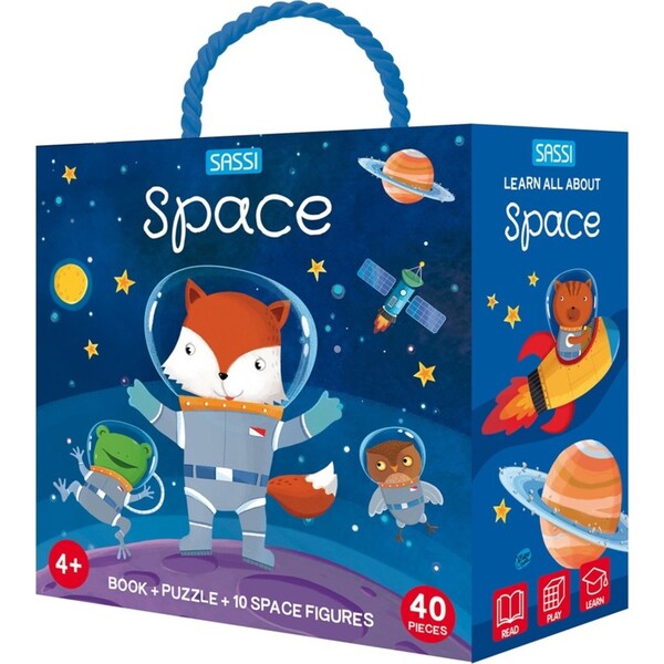 40pc Sassi Planet/Animal Kids/Children Fun Play Space 3D Puzzle & Book Set 4+