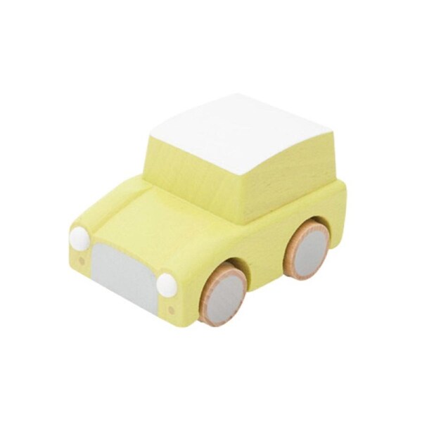 Kiko & gg Kuruma 9cm Car/Vehicle Kids/Children Wooden Pull Back Toy Yellow 3+