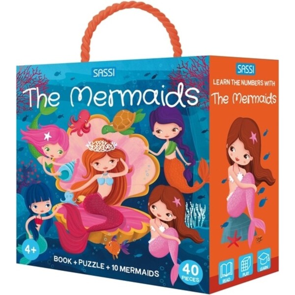 40pc Sassi Junior Learn Numbers Mermaids 3D Puzzle & Book Game Set Kids 4y+