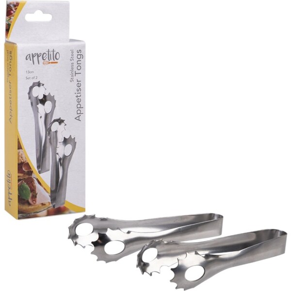Appetito Stainless Steel Appetiser Tongs 13cm Set 2