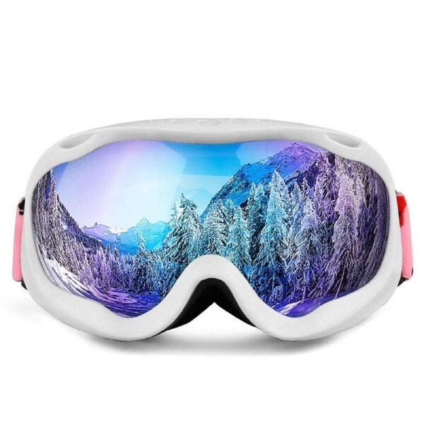 Nevenka Double Layer Ski Goggles OTG Anti-fog UV Protection Snowboard Goggles-White/Blue