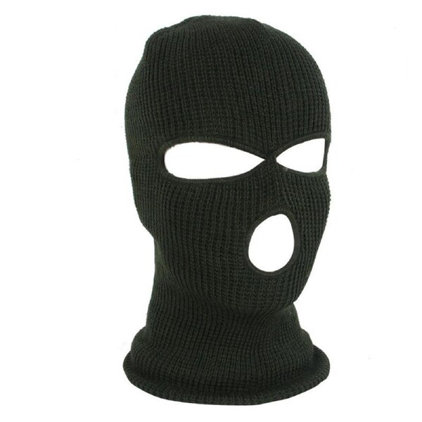 Nevenka 3 Hole Winter Knitted Mask Outdoor Sports Full Face Cover Warm Knit Balaclava for Adult-ArmyGreen