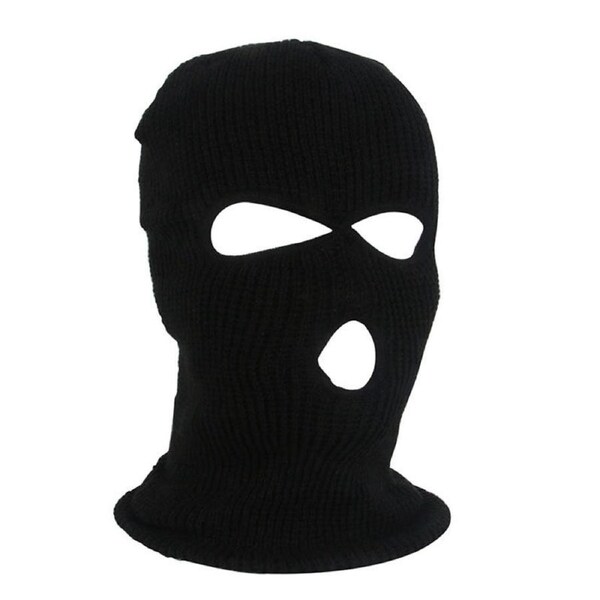 Nevenka 3 Hole Winter Knitted Mask Outdoor Sports Full Face Cover Warm Knit Balaclava for Adult-Black