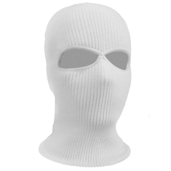 Nevenka 2 Hole Winter Knitted Mask Outdoor Sports Full Face Cover Warm Knit Balaclava for Adult-White