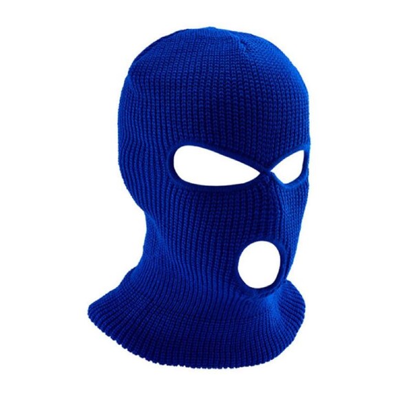 Nevenka 3 Hole Winter Knitted Mask Outdoor Sports Full Face Cover Warm Knit Balaclava for Adult-RoyalBlue