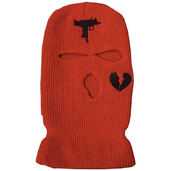 Nevenka 3 Hole Uzi Balaclava Knitted Full Face Cover Ski Mask Winter Windproof Neck Warmer-Red