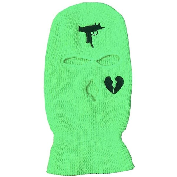 Nevenka 3 Hole Uzi Balaclava Knitted Full Face Cover Ski Mask Winter Windproof Neck Warmer-Green