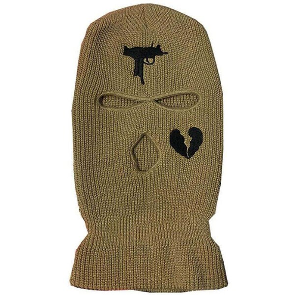 Nevenka 3 Hole Uzi Balaclava Knitted Full Face Cover Ski Mask Winter Windproof Neck Warmer-Brown