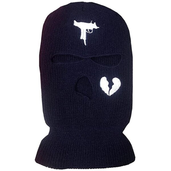 Nevenka 3 Hole Uzi Balaclava Knitted Full Face Cover Ski Mask Winter Windproof Neck Warmer-NavyBlue