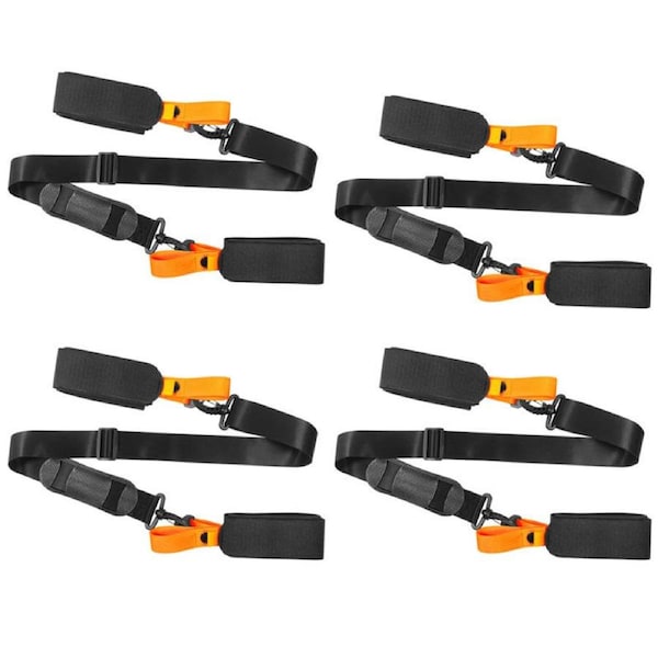 Nevenka Strong and Thick Ski Straps 4 Packs with Cushioned Fastener Tape Strap Loop for Adults-D Orange