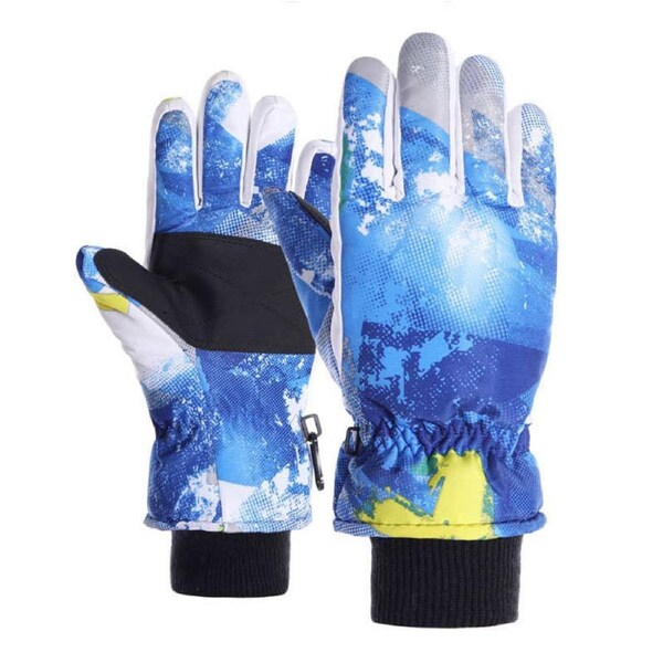 Nevenka Kids Snow Gloves for Girls Boys Waterproof Warm Winter Ski Gloves for Outdoors-Blue