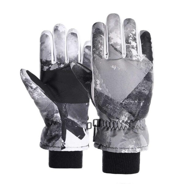 Nevenka Kids Snow Gloves for Girls Boys Waterproof Warm Winter Ski Gloves for Outdoors-Black