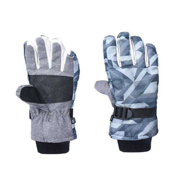 Nevenka Kids Snow Gloves for Girls Boys Waterproof Warm Winter Ski Gloves for Outdoors-Ash