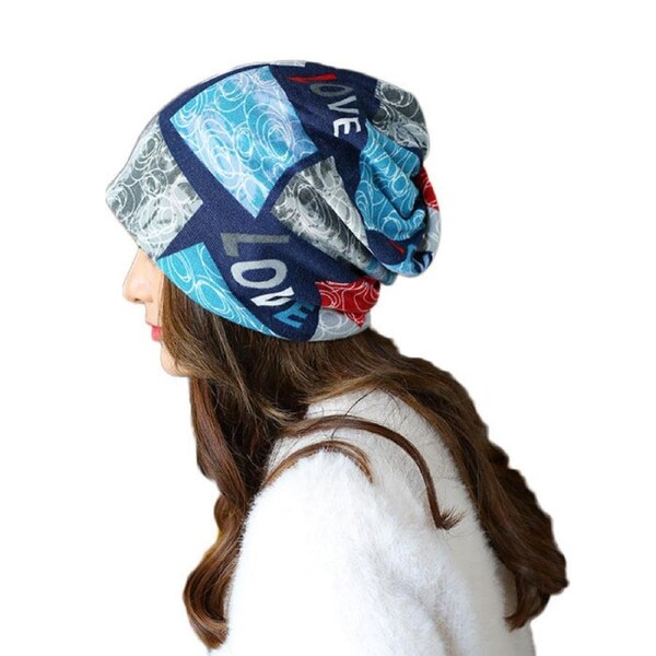 Nevenka Women Casual Long Beanie Knit Caps Scarf for Ski-Blue