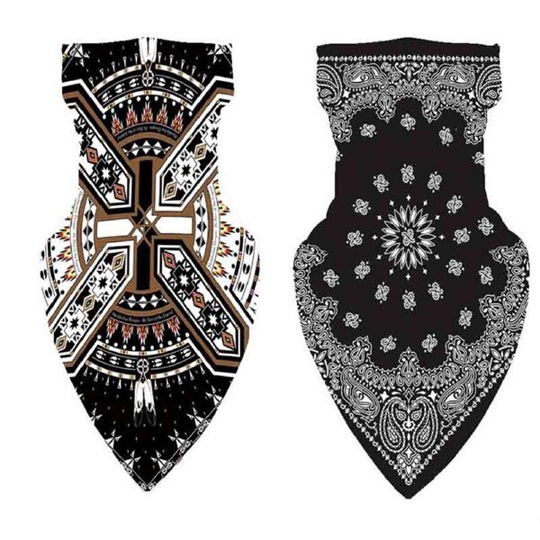 Nevenka 2Pcs Print Face Mask Neck Leggings Scarf for Dust Sun Protection-A