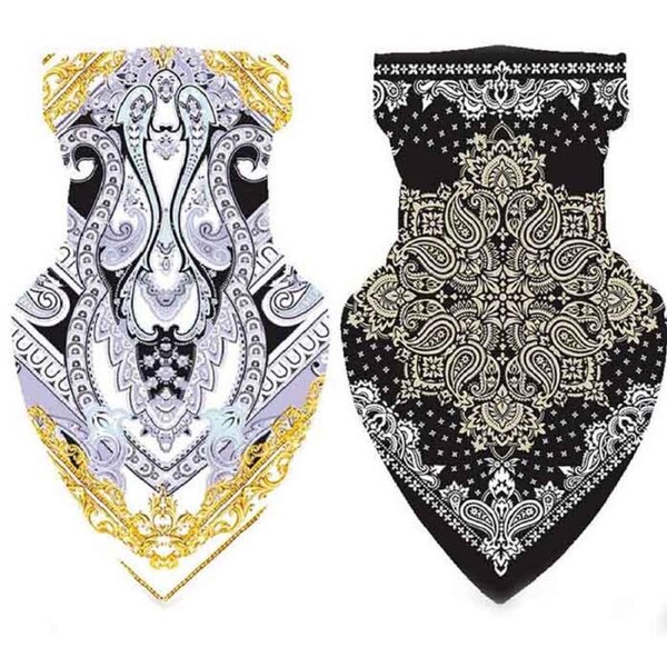 Nevenka 2Pcs Print Face Mask Neck Leggings Scarf for Dust Sun Protection-G