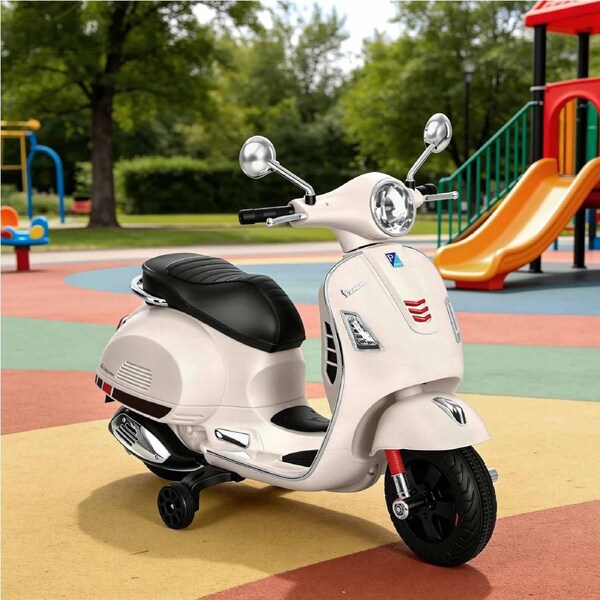 100x46cm Kids Ride On Car Electric Motorcycle Motorbike Vespa Licensed GTS White