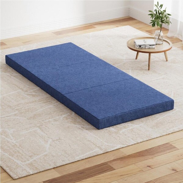 Giselle Foldable Mattress Folding Single Mattresses 3-Fold Floor Foam Bed Mat Blue