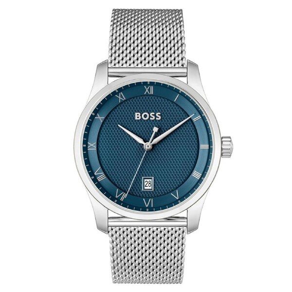 BOSS by Hugo Boss Silver Steel Mesh Blue Dial Men's Watch - 1514115
