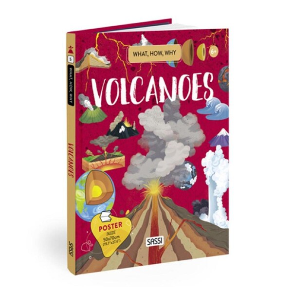 Sassi Book & Poster Kids/Children Fun Learning What How & Why Volcanoes 6y+