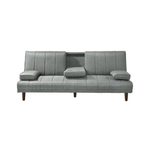 Fabric Sofa Bed with Cup Holder 3 Seater Lounge Couch - Light Grey