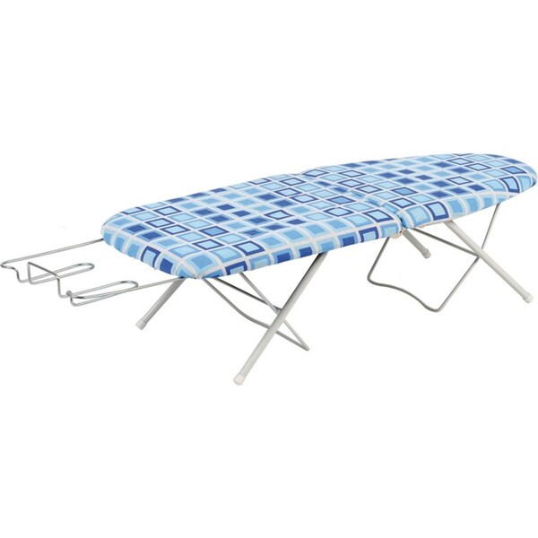Oztrail Fold-In-Half Retractable Clothes Ironing Board w/ Folding Legs Blue