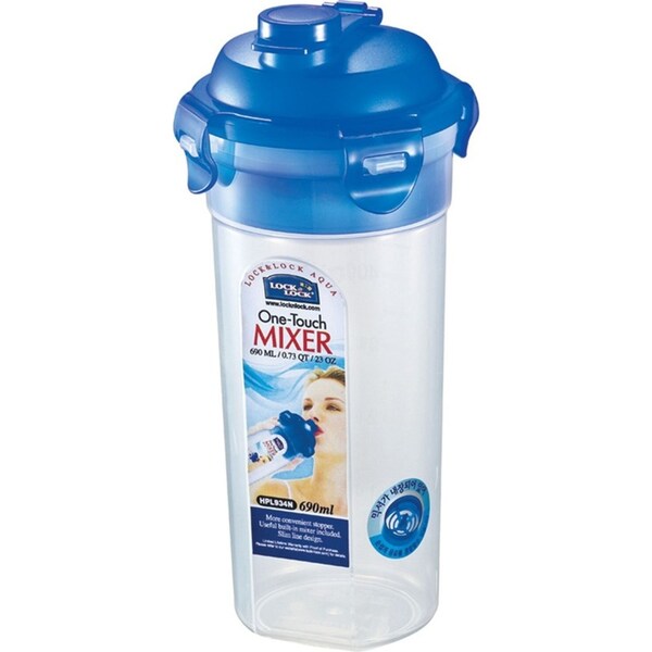 Lock&lock Classic 690ml One Touch Mixer Drink Water Bottle Container Round Blue