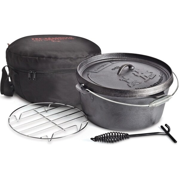 4pc Campfire 9-Quart Camp Oven Pack w/ Lid/Rack/Bag Outdoor Camping Cookware BLK