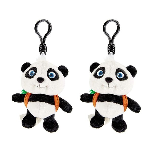 2x Kruselings 9cm Panda Bao-Bao Keychain Kids Keyring Accessory w/ Backpack 3-7y