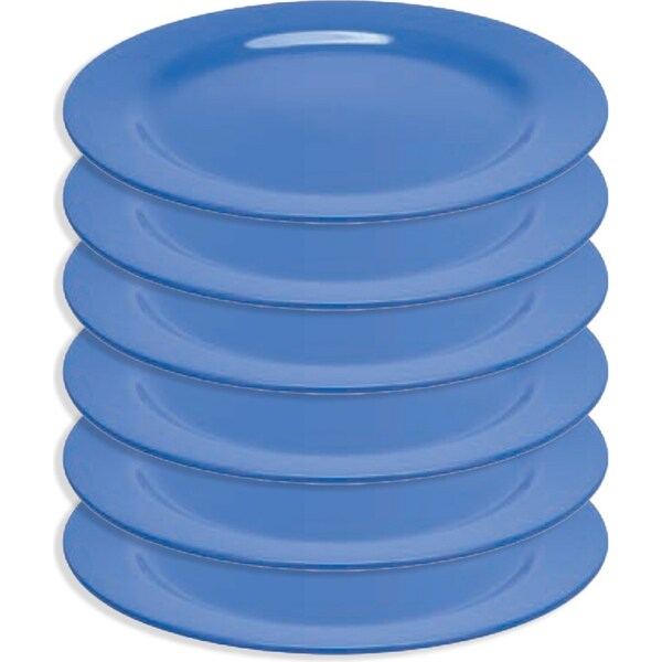 6x Oztrail Melamine Round Dinner Plate Dish Outdoor Picnic Camping Tableware BLU
