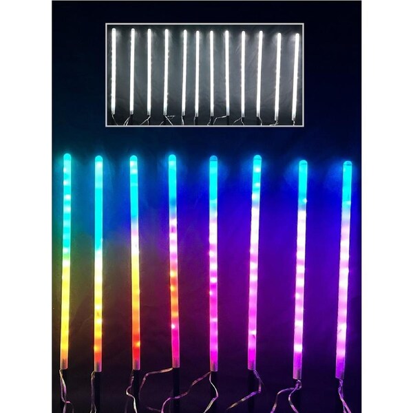 12x 50cm Meteor Shower Rainbow Colours LED Tube Garden Path Light Set