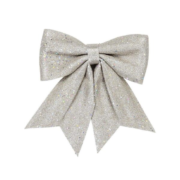 40cm Large Champagne Christmas Bow Glitter & Sequins
