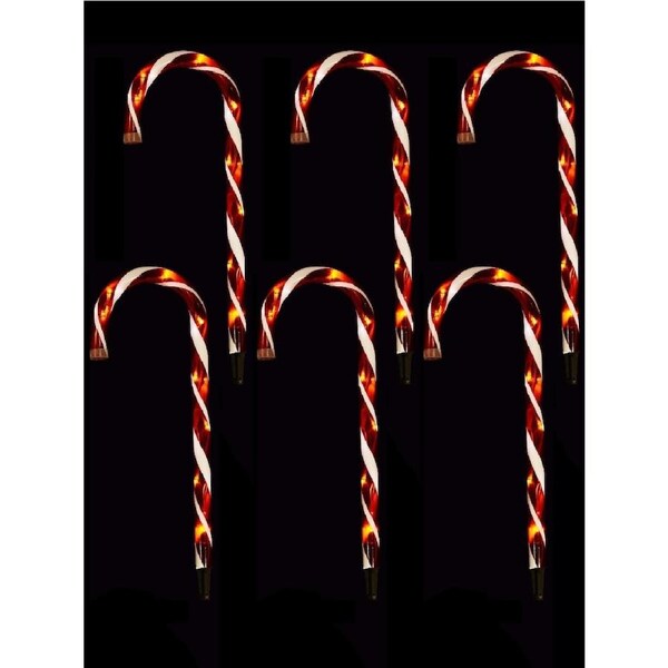 6x 54cm Red & White Candy Cane Garden Path Light Set